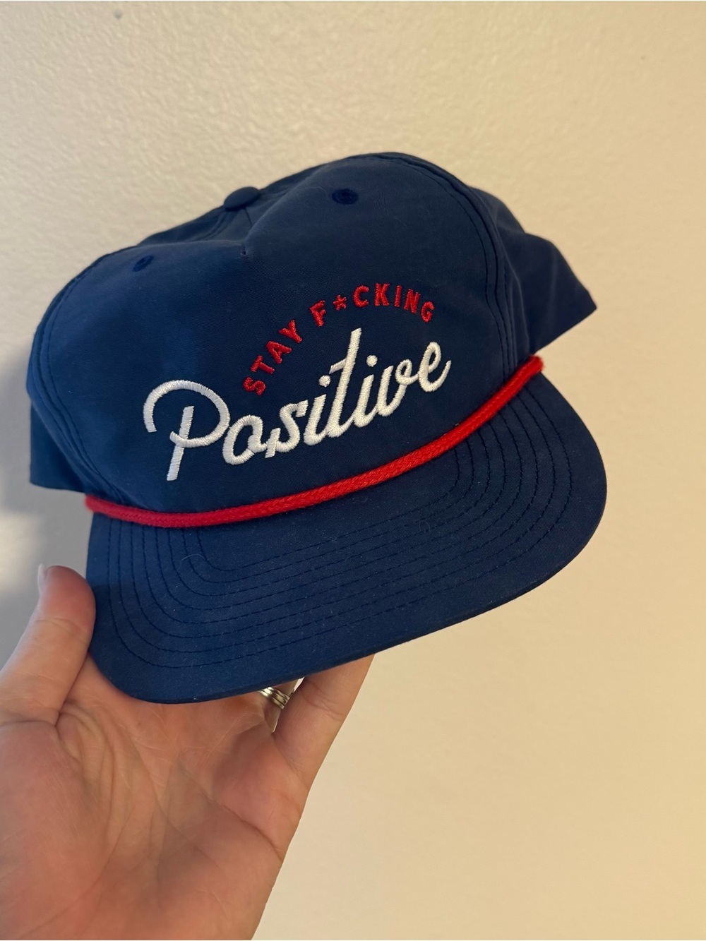 Embroidered Navy Blue Hat - Stay F*cking Positive